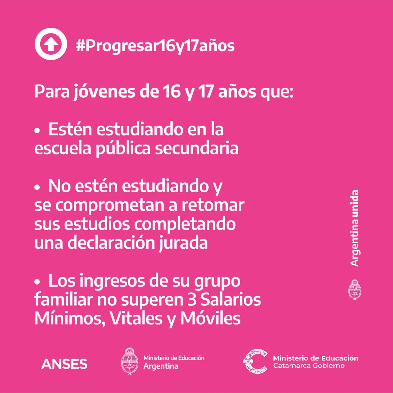 Se abrió la inscripción del Progresar para alumnos de 16 y 17 años3