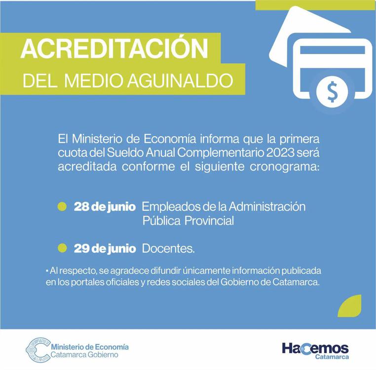 Acreditación del medio aguinaldo para la Administración Pública