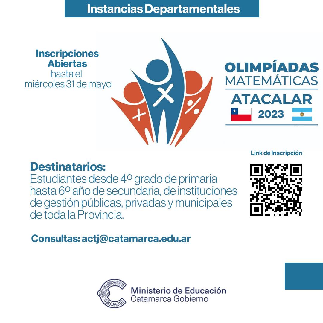 Inscripciones abiertas para las Olimpiadas de Matemática de Catamarca 2023