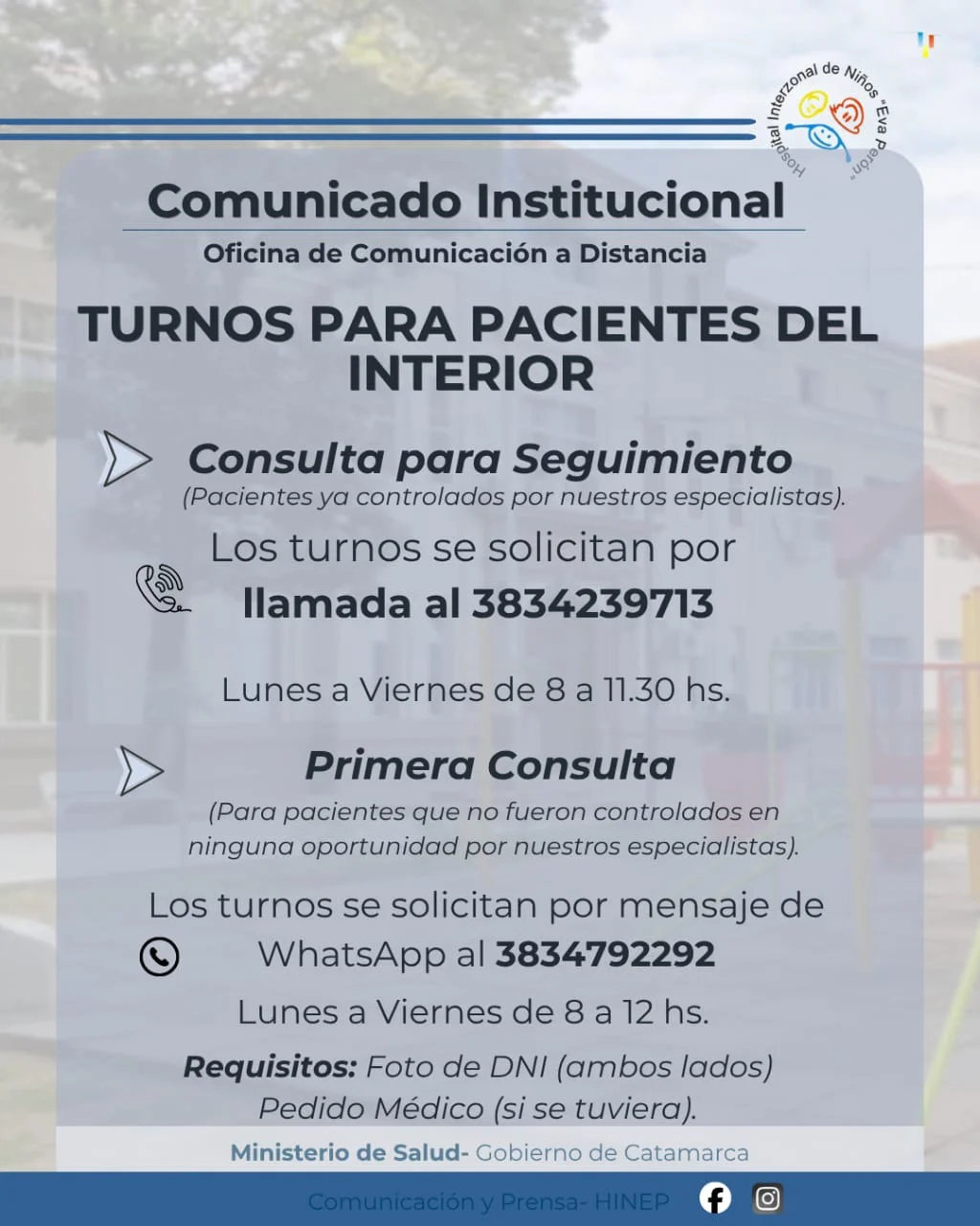 El Hospital Interzonal de Niños reorganiza la solicitud de turnos para pacientes del interior