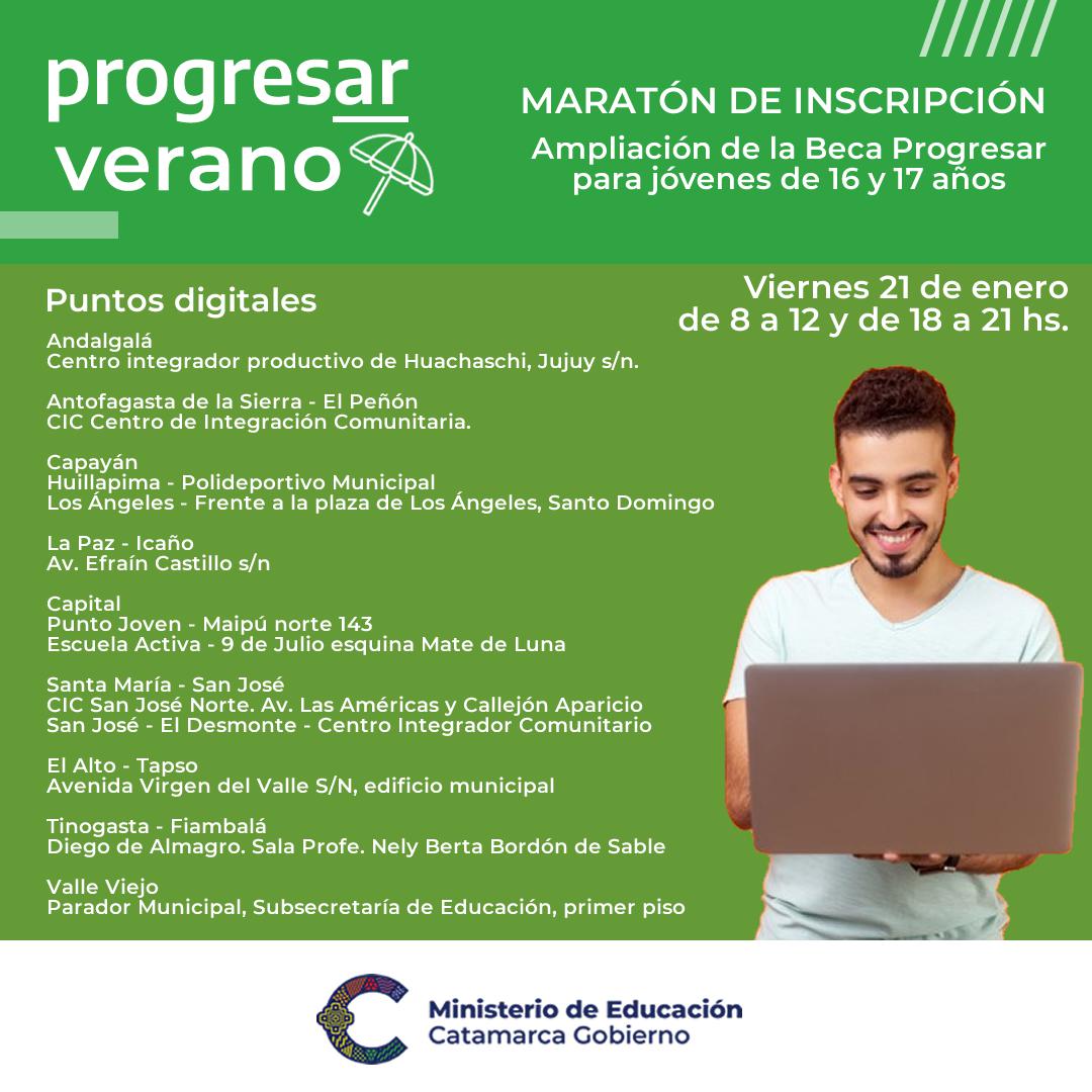 Progresar Verano inscribirá en puntos digitales de la provincia
