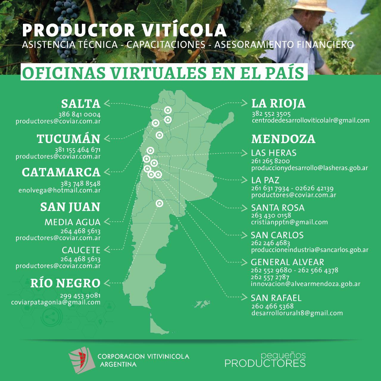 Pequeños Productores de COVIAR - Oficinas virtuales para la atención, seguimiento y transferencia técnica a productores de vid de todo el país.