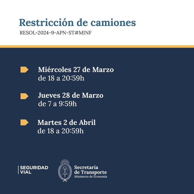 Restricción de camiones Semana Santa