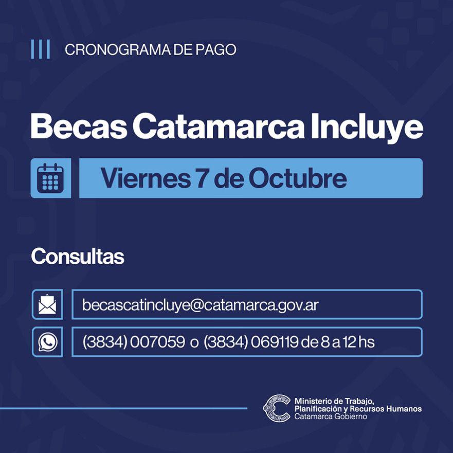 Pago de becas “Catamarca Incluye” octubre