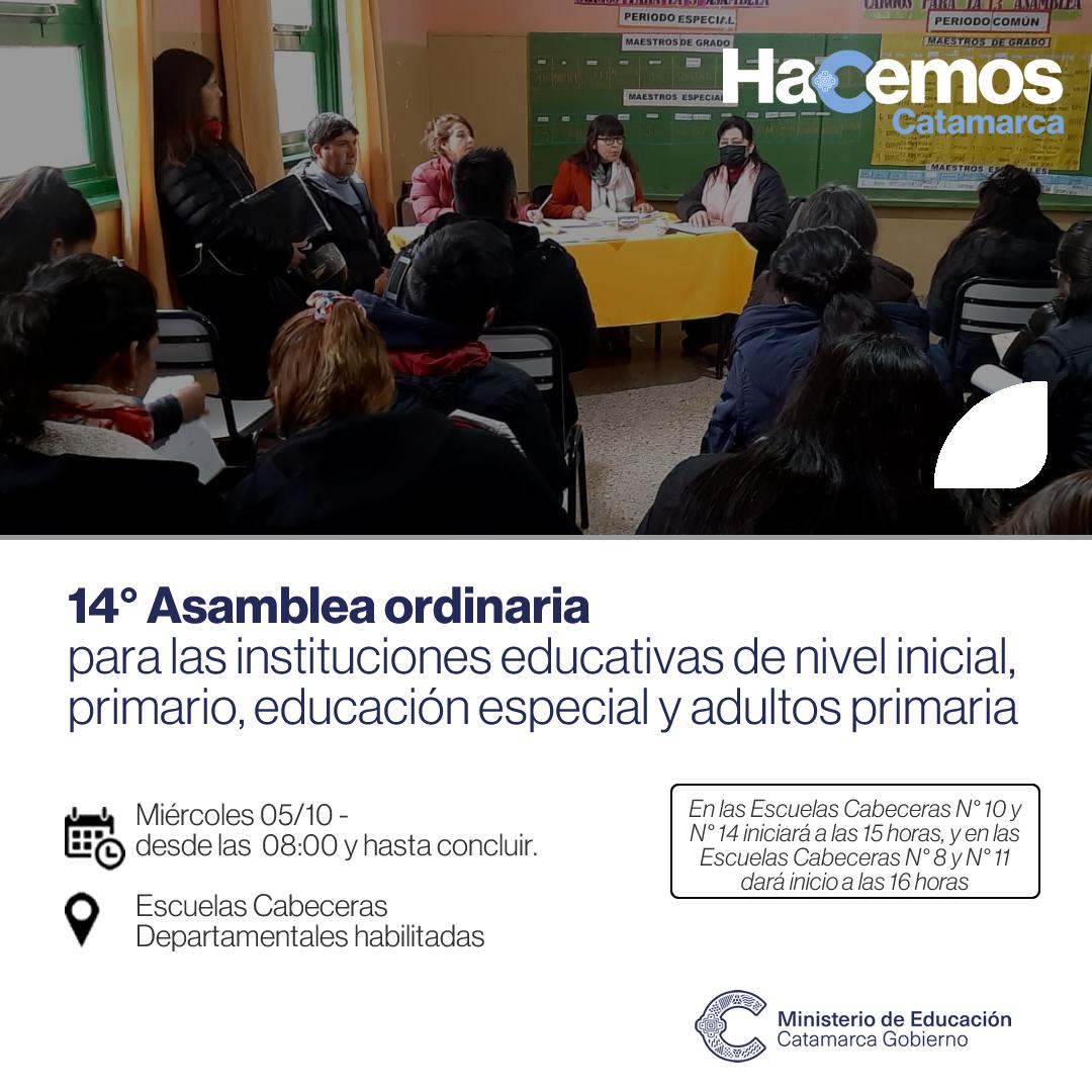 14° Asamblea ordinaria para las instituciones educativas