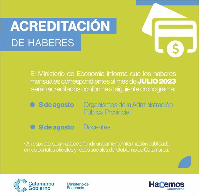 Acreditación de haberes a la Administración Pública Provincial